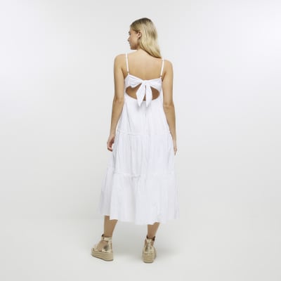 White tiered beach cami midi dress River Island