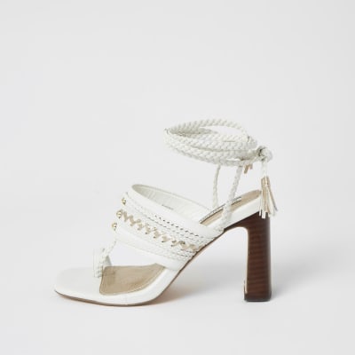 white toe loop sandals