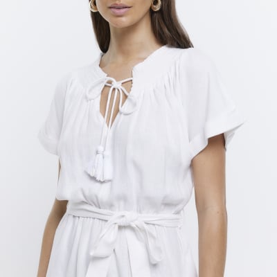 White Trim detail playsuit