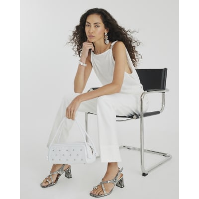 White Turn Up Slim Leg Jeans