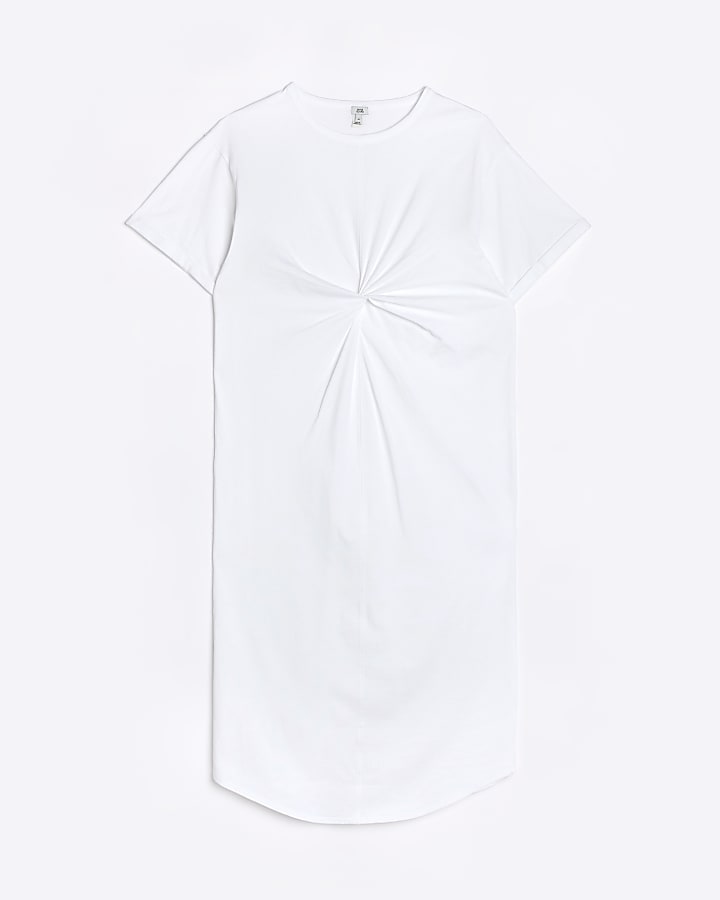 White twist detail t-shirt midi dress