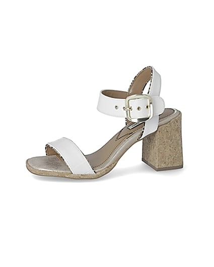 360 degree animation of product White two part cork block heeled sandal frame-2