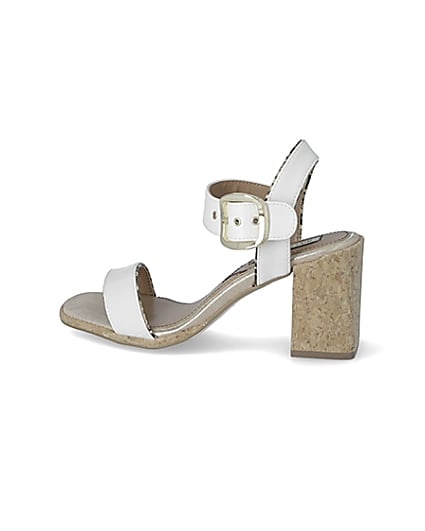 360 degree animation of product White two part cork block heeled sandal frame-4
