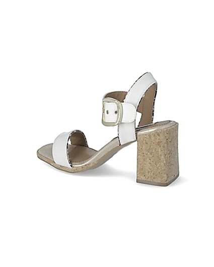 360 degree animation of product White two part cork block heeled sandal frame-5