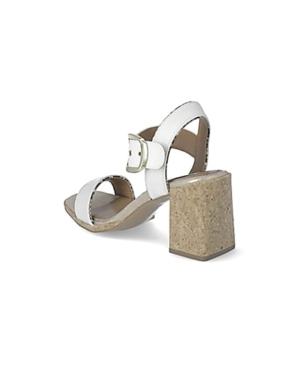 360 degree animation of product White two part cork block heeled sandal frame-6