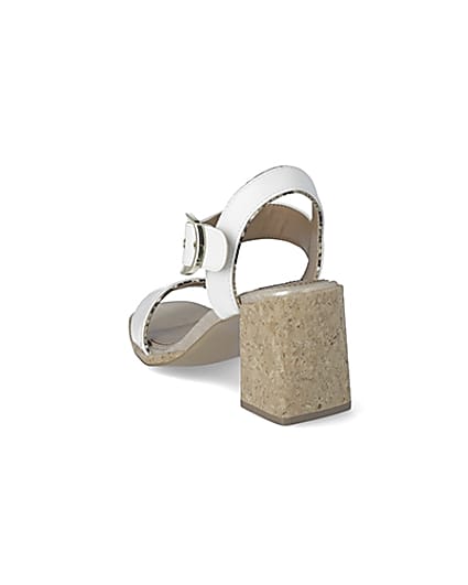 360 degree animation of product White two part cork block heeled sandal frame-7