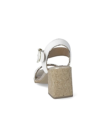 360 degree animation of product White two part cork block heeled sandal frame-8