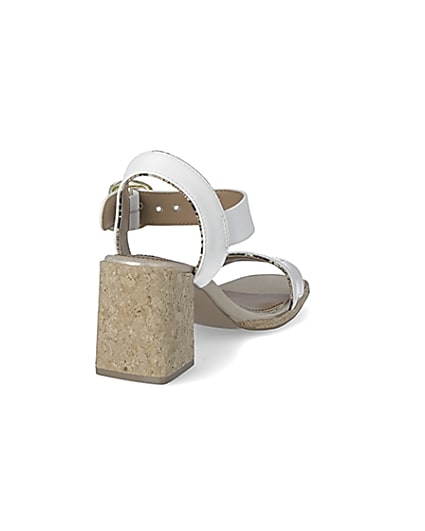 360 degree animation of product White two part cork block heeled sandal frame-11