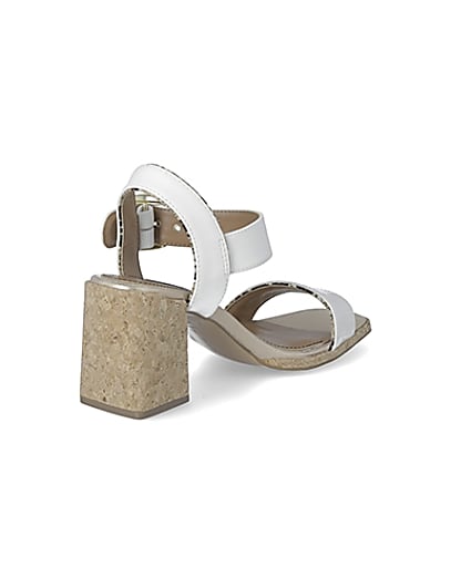 360 degree animation of product White two part cork block heeled sandal frame-12