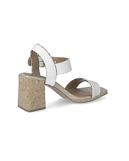 360 degree animation of product White two part cork block heeled sandal frame-13