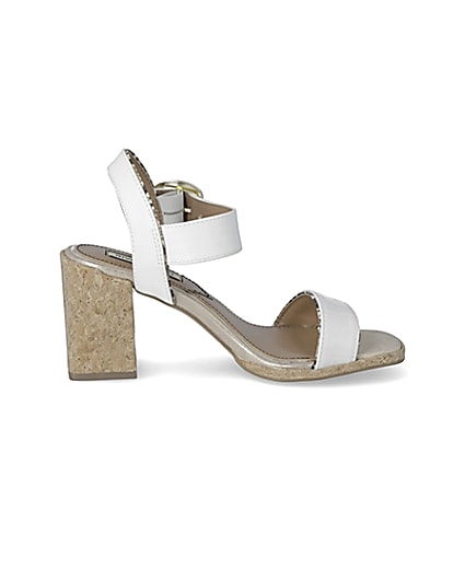 360 degree animation of product White two part cork block heeled sandal frame-15