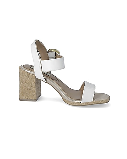 360 degree animation of product White two part cork block heeled sandal frame-16