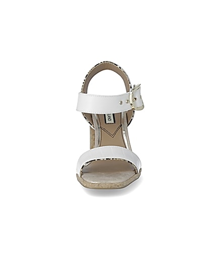 360 degree animation of product White two part cork block heeled sandal frame-21