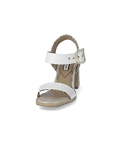 360 degree animation of product White two part cork block heeled sandal frame-22