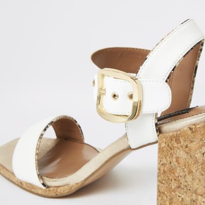 white wide fit block heels