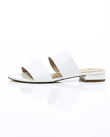 360 degree animation of product White two strap mules frame-22