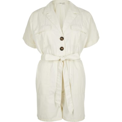 river island white utility dress