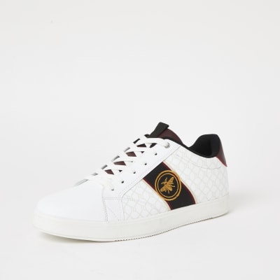 mens white trainers river island