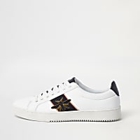 White wasp embroidered trainers
