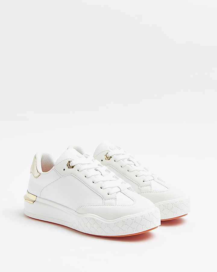 White wide fit flatform trainers