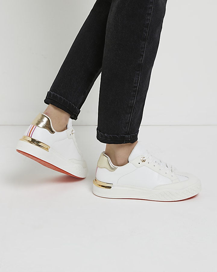 White wide fit flatform trainers