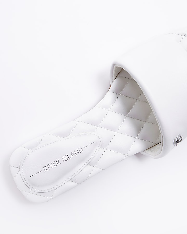 White wide fit padded slides