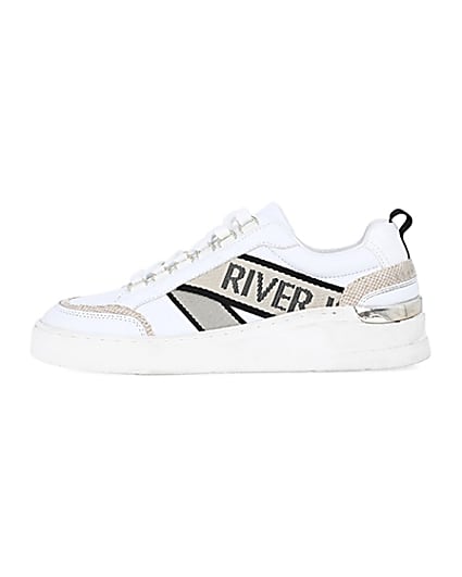 360 degree animation of product White wide fit RI branded trainers frame-3