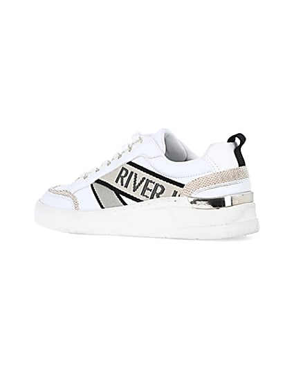 360 degree animation of product White wide fit RI branded trainers frame-5