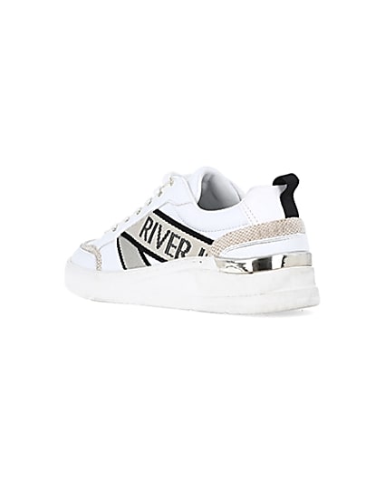 360 degree animation of product White wide fit RI branded trainers frame-6