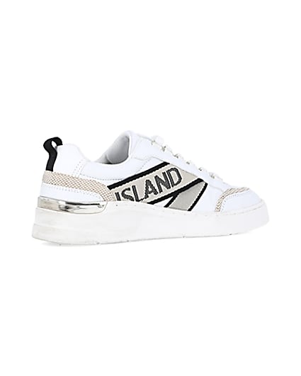 360 degree animation of product White wide fit RI branded trainers frame-13