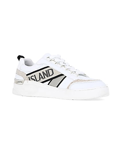 360 degree animation of product White wide fit RI branded trainers frame-17