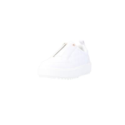 360 degree animation of product White wide fit RI monogram embossed trainers frame-23