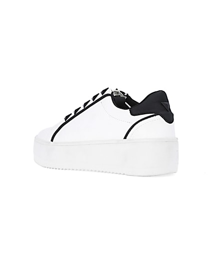360 degree animation of product White wide fit slip on flatform trainers frame-6