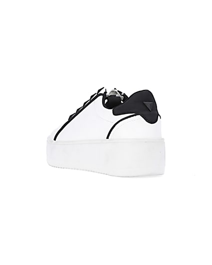 360 degree animation of product White wide fit slip on flatform trainers frame-7