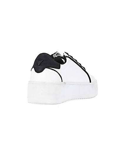 360 degree animation of product White wide fit slip on flatform trainers frame-11