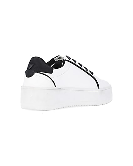 360 degree animation of product White wide fit slip on flatform trainers frame-12