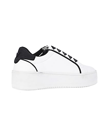 360 degree animation of product White wide fit slip on flatform trainers frame-13