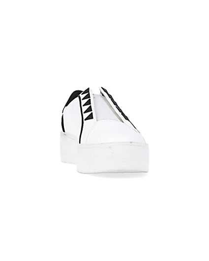 360 degree animation of product White wide fit slip on flatform trainers frame-20