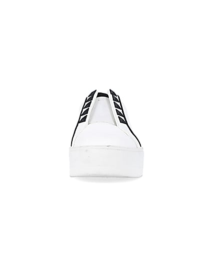360 degree animation of product White wide fit slip on flatform trainers frame-21