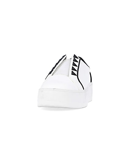 360 degree animation of product White wide fit slip on flatform trainers frame-22