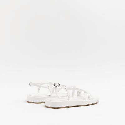 White wide fit strappy sandals