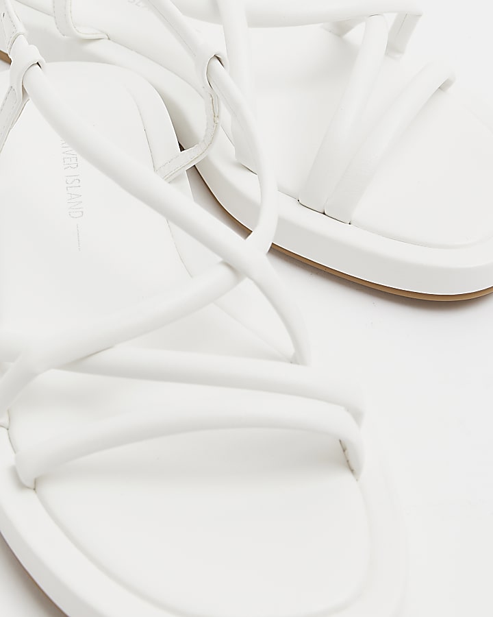 White wide fit strappy sandals