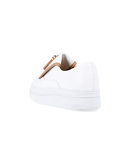 360 degree animation of product White wide fit tassel trainers frame-7