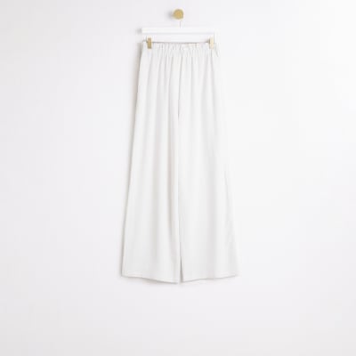 White wide leg trousers with linen | River Island