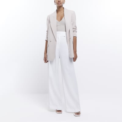 White wide leg trousers