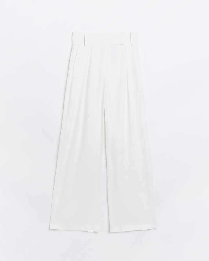 White wide leg trousers
