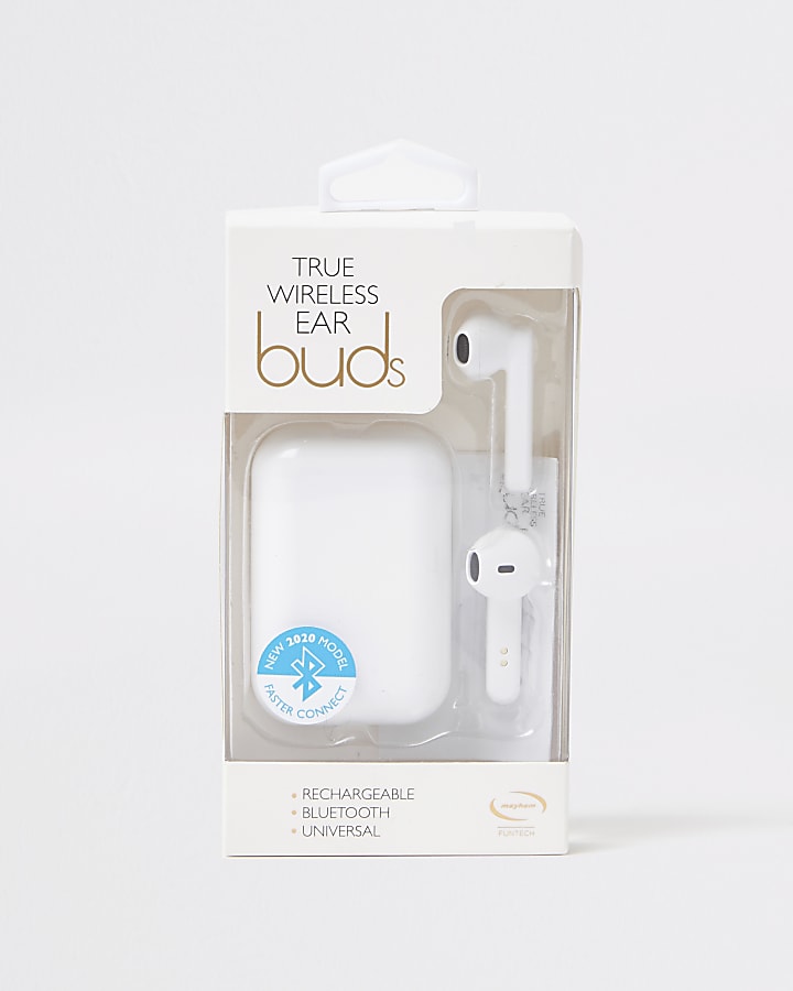 White wireless new edition earbuds