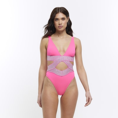 White wrap plunge swimsuit