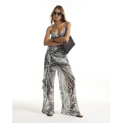 Zebra Halter Neck Jumpsuit
