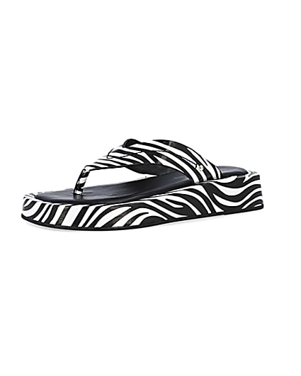 360 degree animation of product White zebra print flatform sandals frame-1